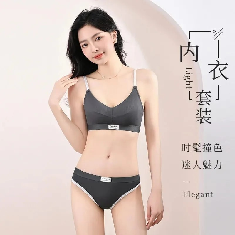 Women's Contrast Color Bra and Panty Set Deep V Strap Back Lingerie 2026 — image 3