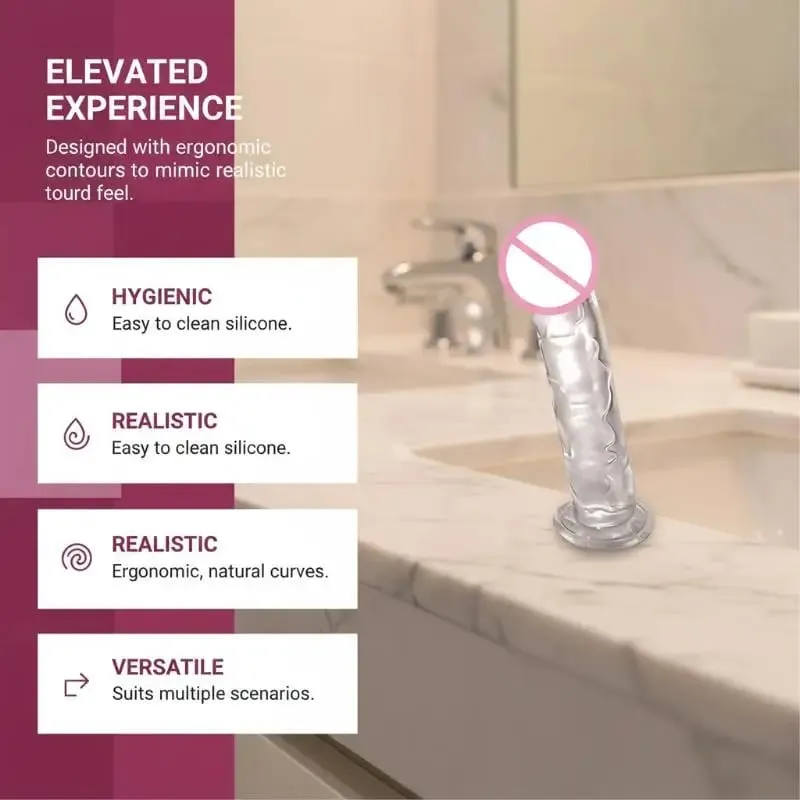 Felnőtt szexhez Maszturbátor G Spot Realistic dildo Női TPE Kezdő Clear vibrátor erős tapadókoronggal, szabadkezes játék