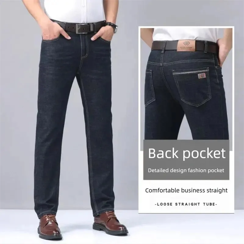 Men's Slim Fit Straight Leg Jeans Simple Casual High-quality Classic Retro Pants