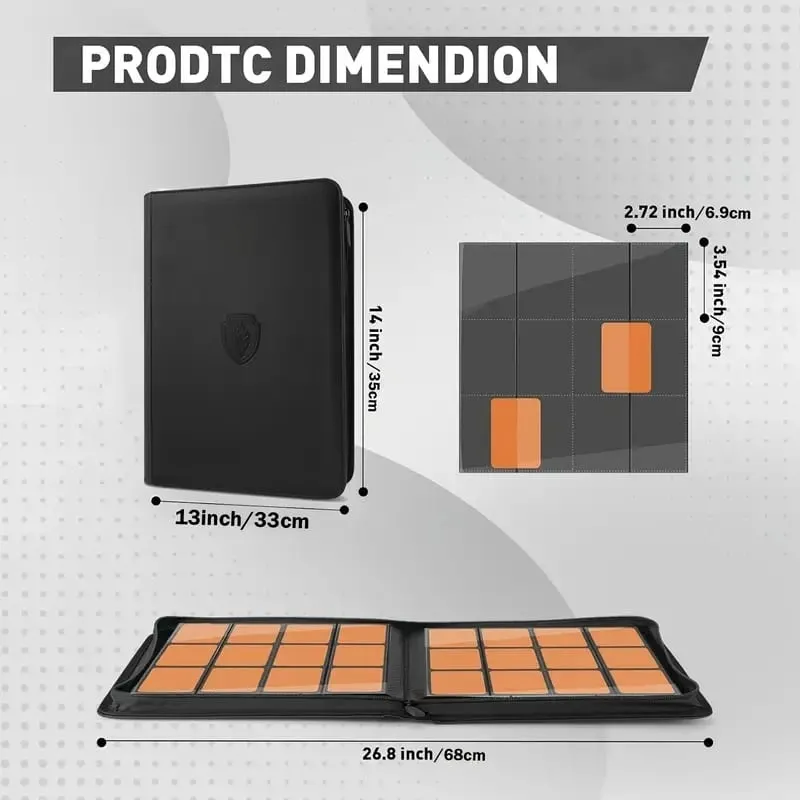 Trading Card Binder 12 Pocket Zipper Binder Card Album Holds 480 Cards Premium Leather Card Folder for TCG/Game/Sports Cards — image 3