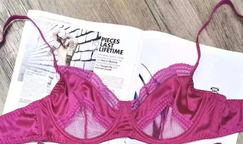 Satin Dessous-Set Französischer Spitzen-BH mit Vorder-Verschluss - Ultra dünn Minimizer & Push Up für jede Größe BANERDANNI AB — image 11