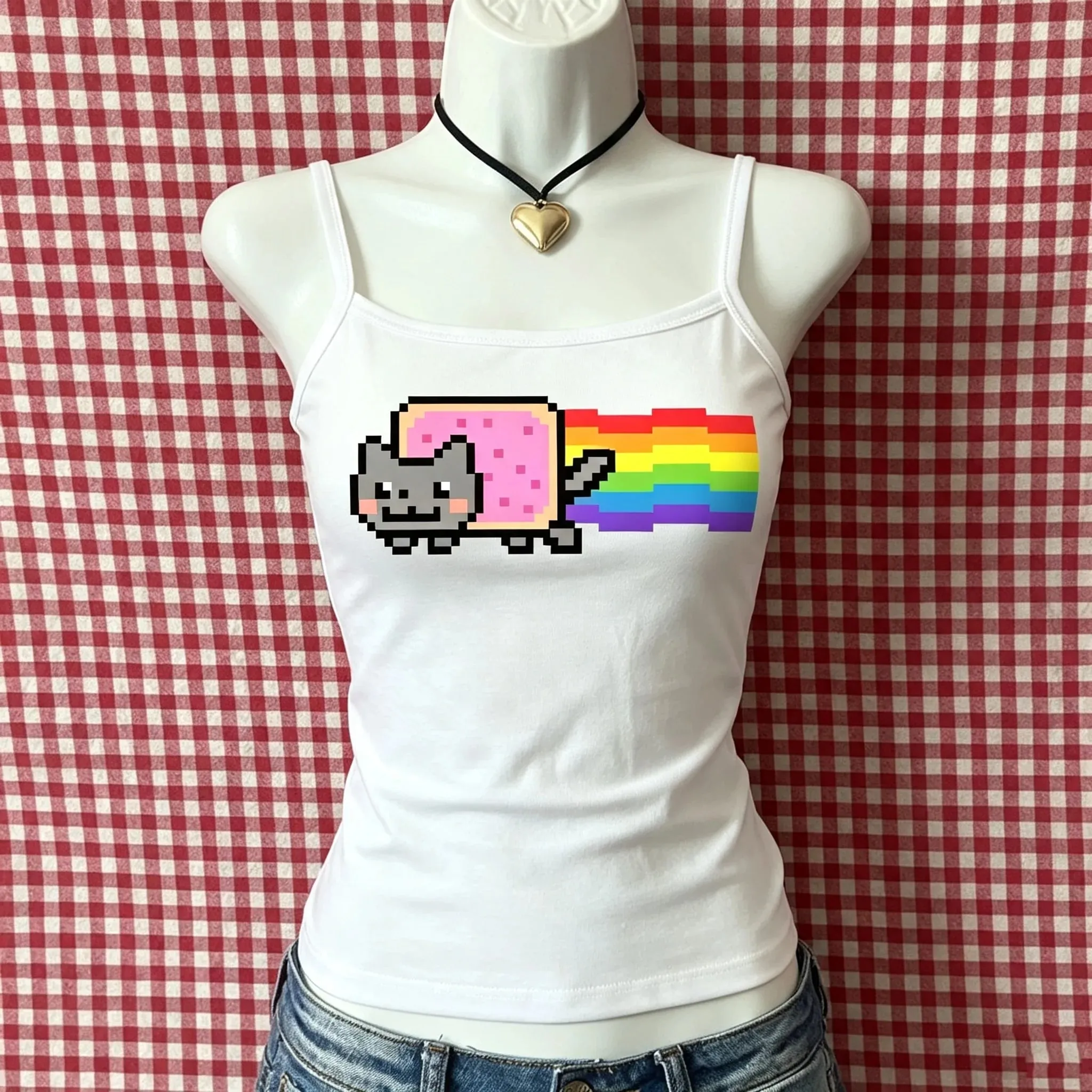 European American Y2K New Summer Cool Vibrant Hot Girl Tank Top Cartoon Pigment Print Sleeveless Casual Cami Top For Ladies — image 10