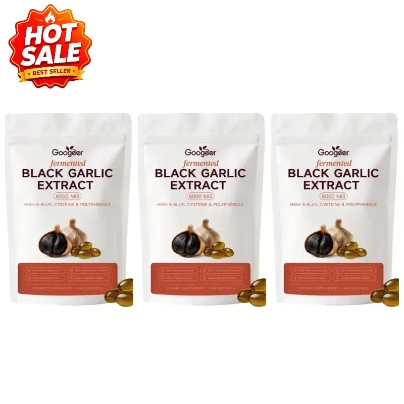 Googeer fermenterad svart vitlöksextrakt 6000MG Softgels Antioxidant Immunstöd S-Allyl Cystein Män Kvinnor 60 Softgels 60 dagar