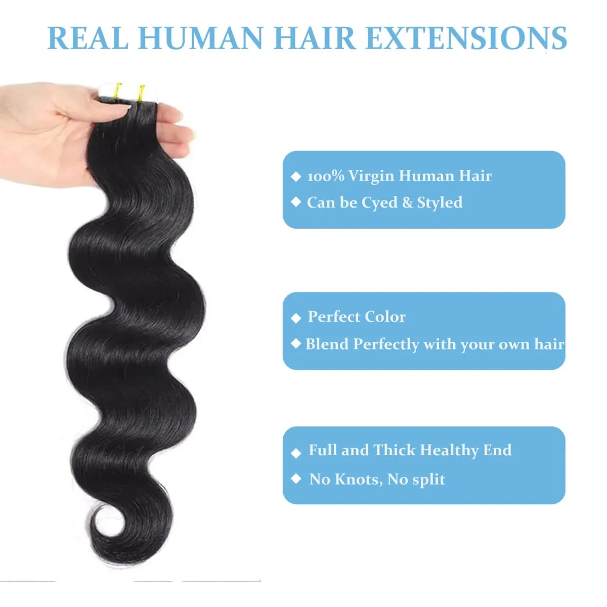Body Wave Invisible Tape in Hair Extension 100% Human Hair Remy Hair Adhensive Skin Weft Injection Tape in Human Hair Extension — image 2