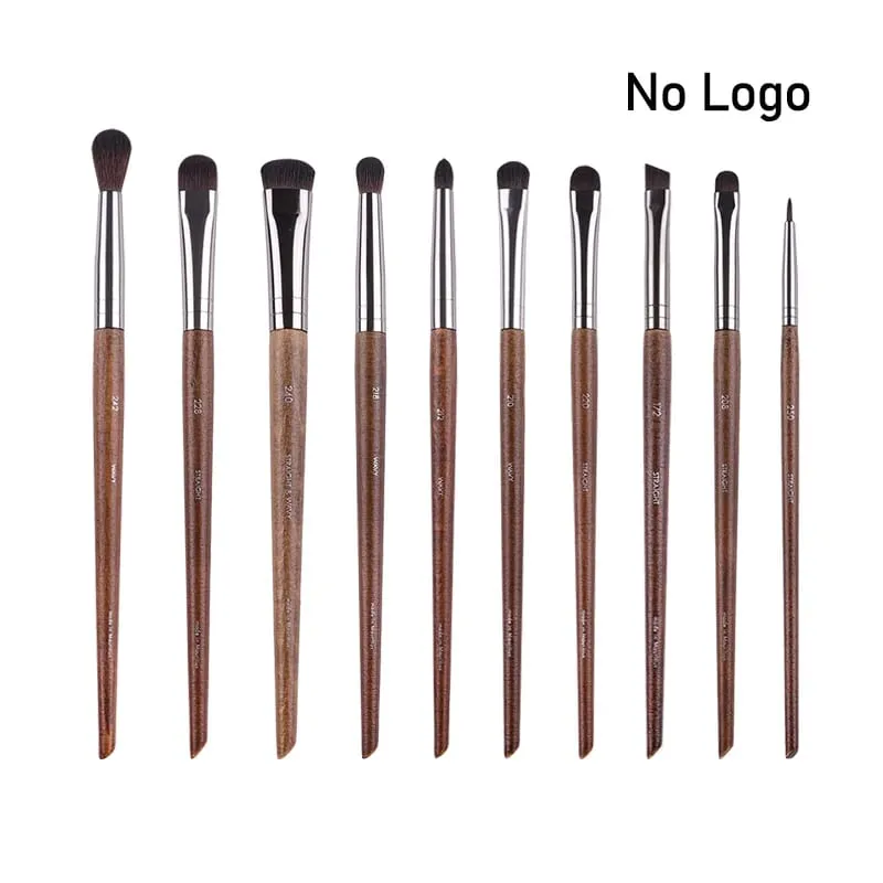Pennelli per trucco occhi in legno naturale set completo Ombretto Pro Crease Kit per trucco sfumino evidenziatore sopracciglio Pennello per ciglia labbra pratico — image 25