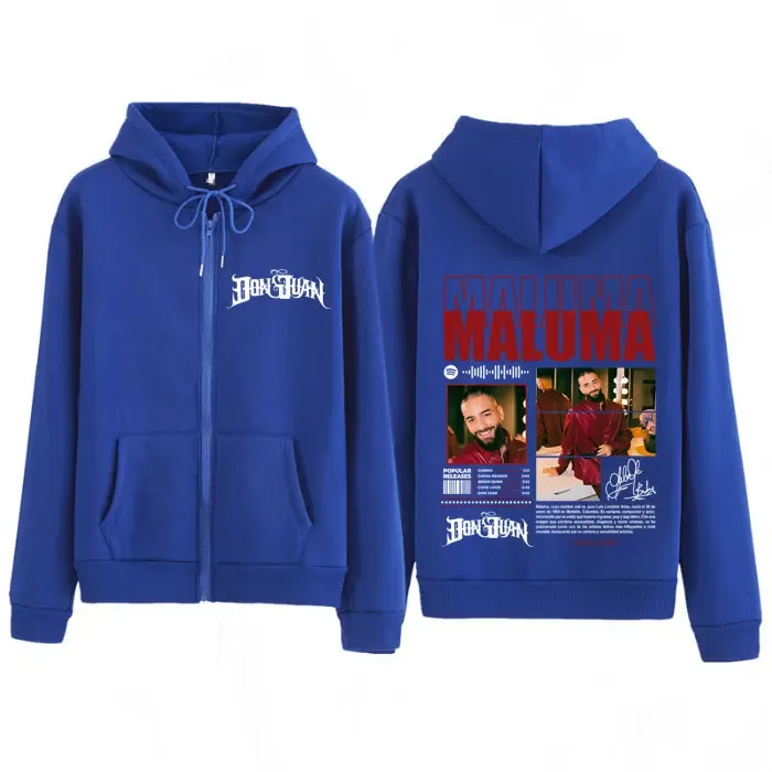 Rapper MALUMA Tour 2025 Graphic Zip Up Hoodie Men's Women Fashion Hip-hop Pullover Long-sleeved Thick Casual Zipper Sweatshirts — image 6