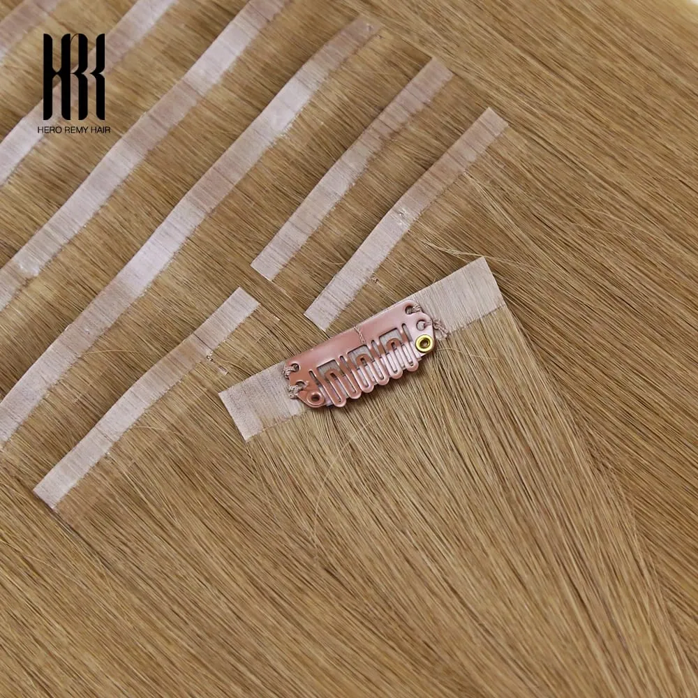 Straight Clip In PU Human Hair Extensions 10 Pcs/Set Full Head Clip Ins Hair 100/170 Grams Clip on PU Hair Extension for Women