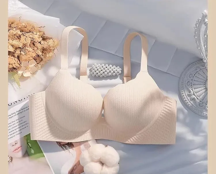 High Quality Thick Padded Wirefree Bra Set Women Seamless Solid Gathering Lingerie Comfort Push Up Effect Perfect for Smaller — image 9