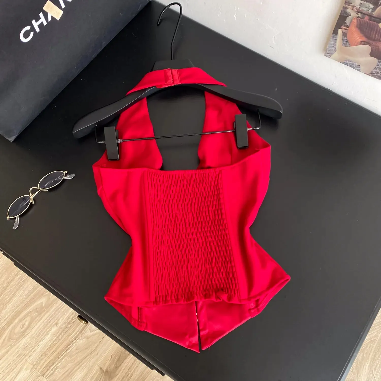 Halter Vintage Pleated Tank Top Korean Fashion Corset Bustier Summer Hotsweet Women Y2k Crop Top Camis — image 4