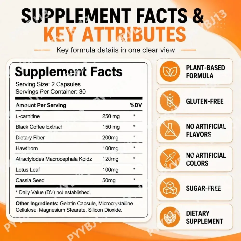L-Carnitine Black Coffee Capsules - Weight Management & Fat Metabolism Support Cellular Energy Booster Fitness 60 Capsules