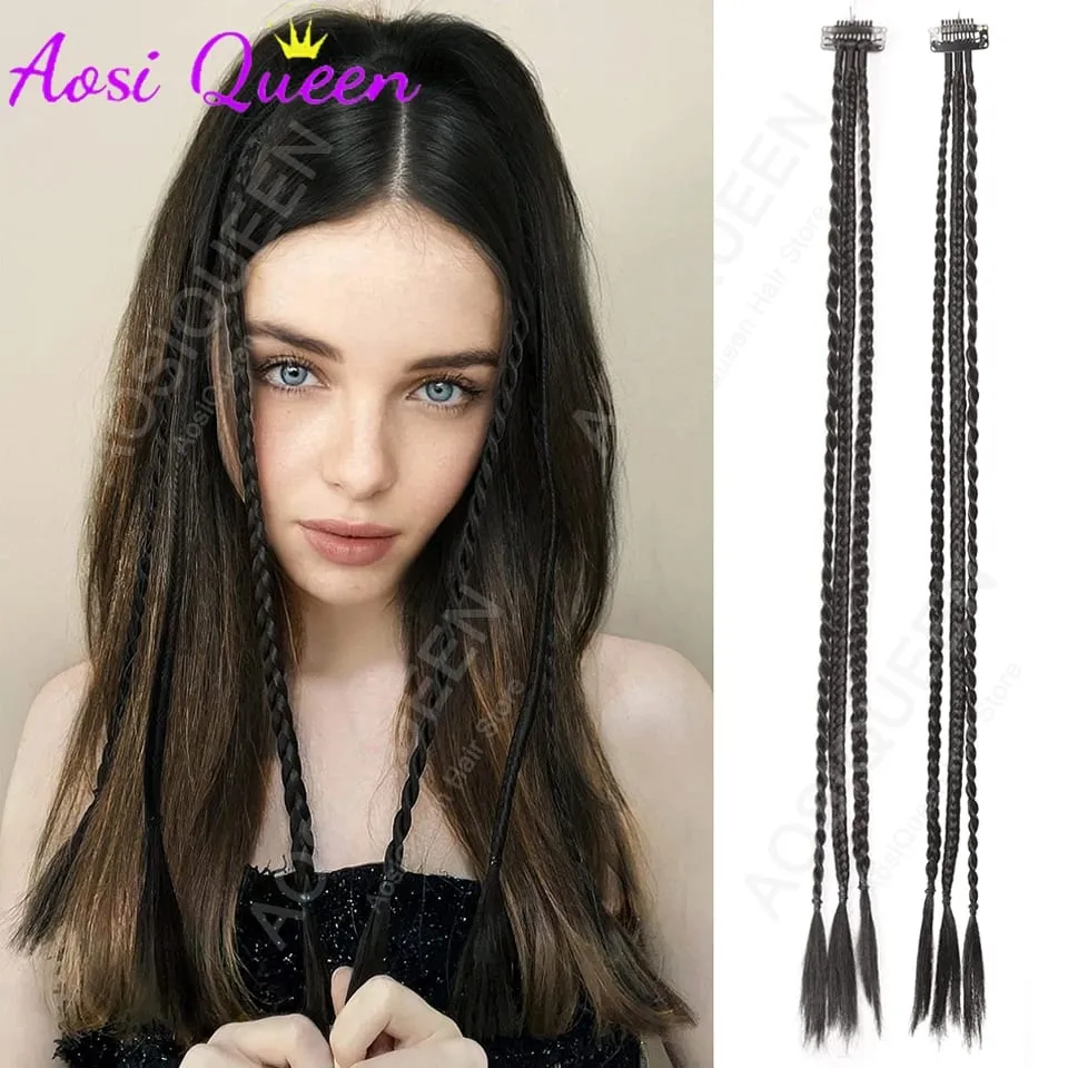 Synthetic 1/2pcs Braid Wig With Strong BB Clip Lightweight Box Braid Ponytail Hair Piece for Women
