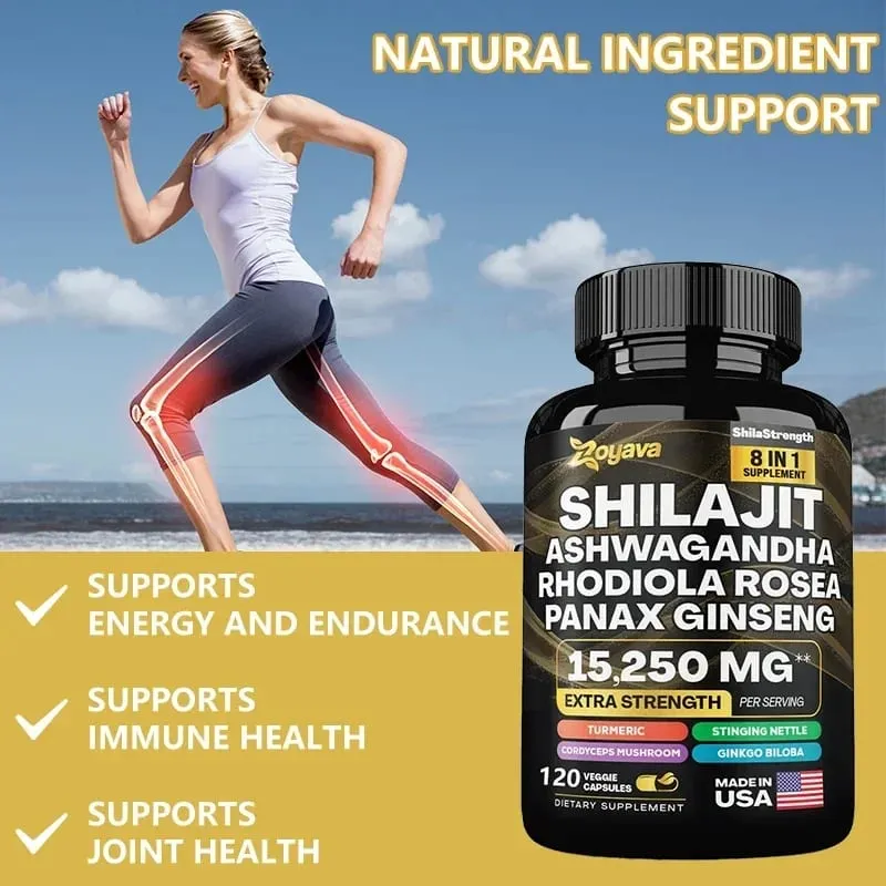 Himalaya Shilajit Ginseng Rhodiola Rosea และ Ashwagandha Extract 15250mg แคปซูลความแข็งแรงสูง Non-GMO Energy ข้อต่อภูมิคุ้มกัน