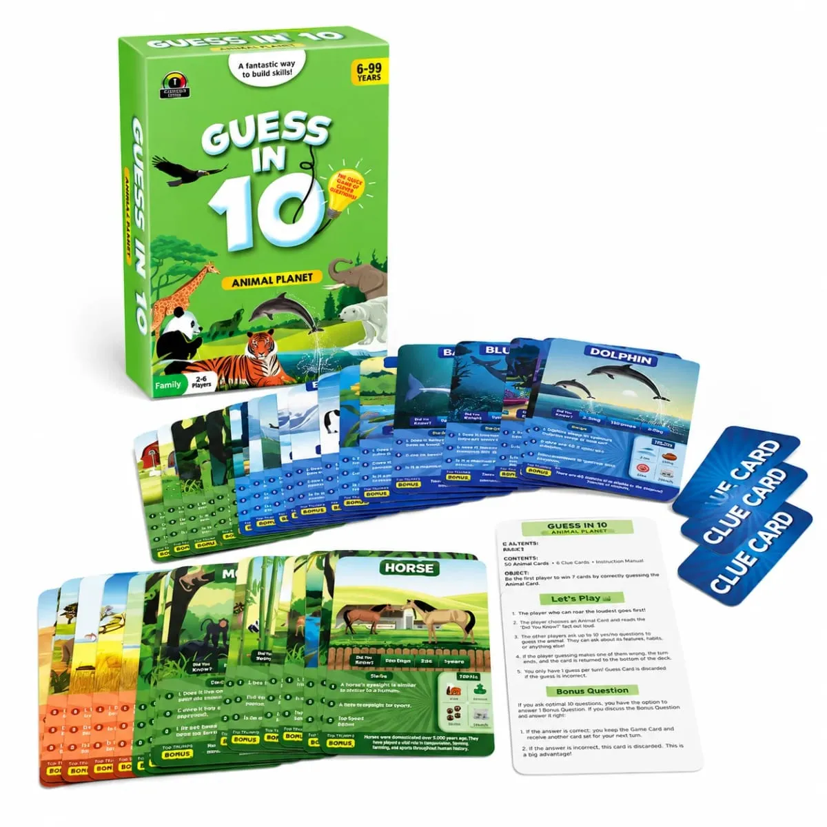 Guess in 10 Animal Planet Card Game Kids Animal Trivia Clue Educational Family Travel Brain Teaser English Version