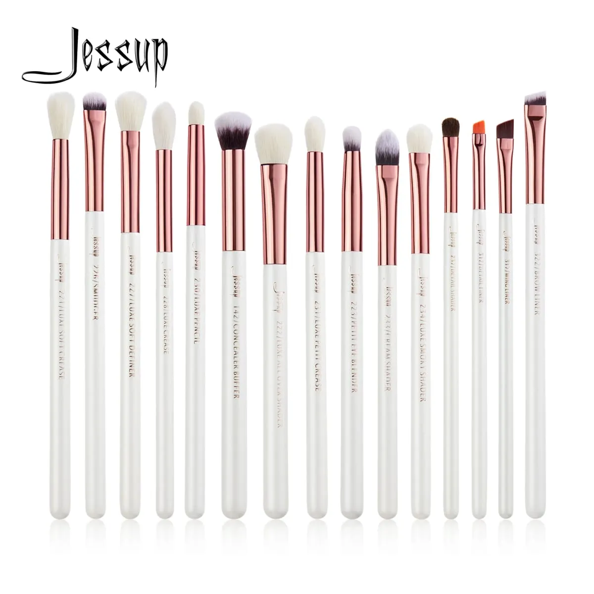 Jessup Makeup Brushes Set 15pcs Eye Brushes set Natural-synthetic Eyeshadow Eyeliner Eyebrow Blending Pearl White T217 — image 1