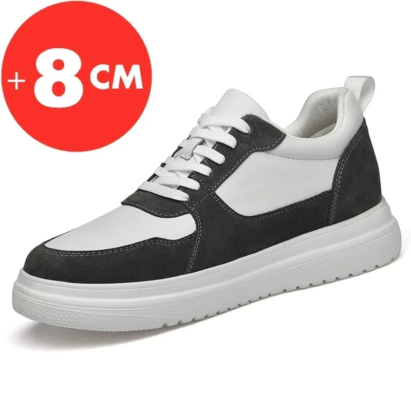 Big Size Lift Men Sneakers Elevator Shoes Heightening Height Increase Insole 7-8CM High Heels Shoes Genuine Leather Sport Shoes — image 8