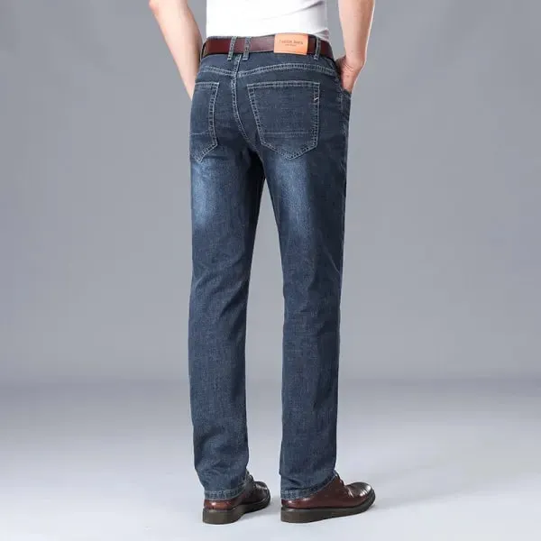 2026 Summer Brand Business Casual Men's Straight Denim Softener Lightweight Jeans Classic Embroidered Cotton Stretch Thin Pants — image 6
