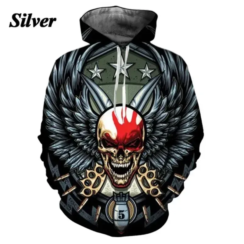 Moletom com capuz Death Punch masculino e feminino com estampa 3D casual outono e inverno hip-hop rock com capuz — image 5