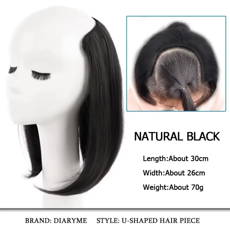 Synthetic Hair Pieces Invisible Clip In Hair Pad High Hair Pieces In Hair Extension Fluffy Synthetic Natural Wig For Women