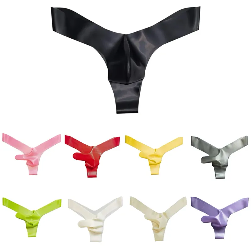 Mens Latex Foam Soft G-strings Sexy Lingerie Underwear Rubber Elephant Nose Pouch Thongs Man Sheer Exotic Panties — image 7