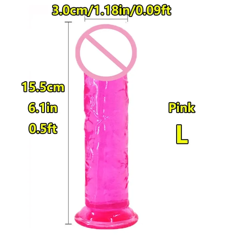 Super Cheap 7 Sizes 5 Colors Realistic Soft Jelly Dildo Suction Cup Adult Sex Toy for Women and Men Vaginal and Anal Masturbator — image 30
