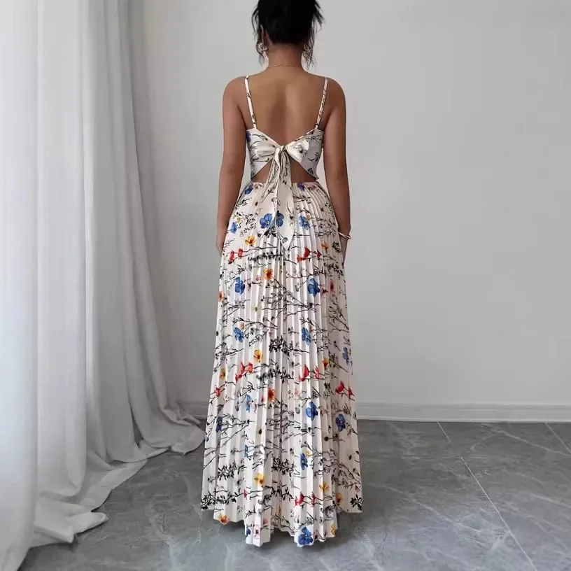 Elegant Floral Print Maxi Dress Women Summer Sexy Cami Slip Dress Casual Sleeveless A-Line Long Dresses Vintage Beach Vacation — image 2