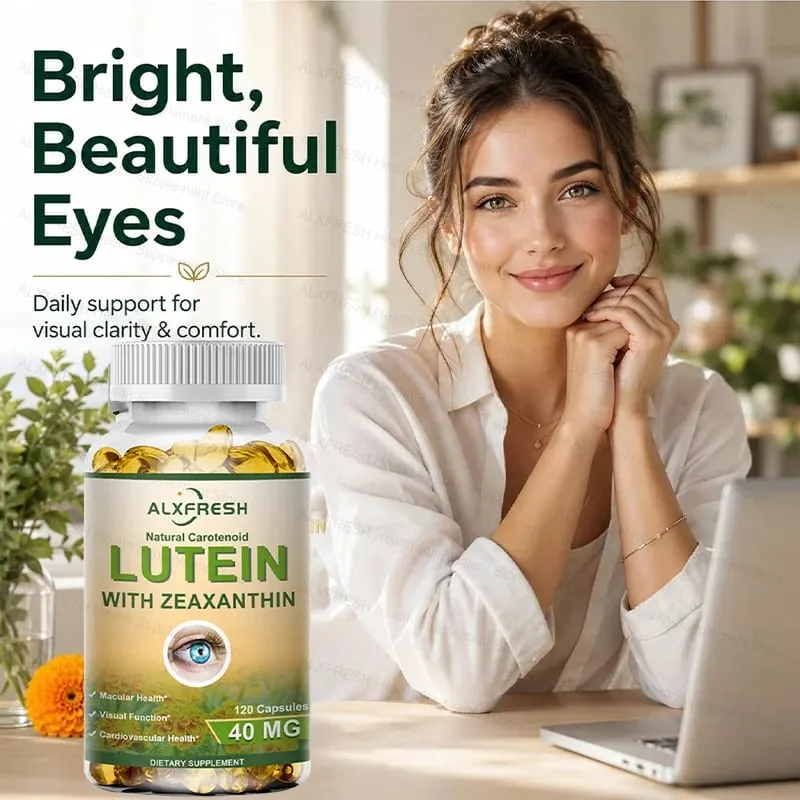 Lutein and Zeaxanthin Eye Supplements for Retina Eye Vision Vitamins Capsules - Student Adults Seniors