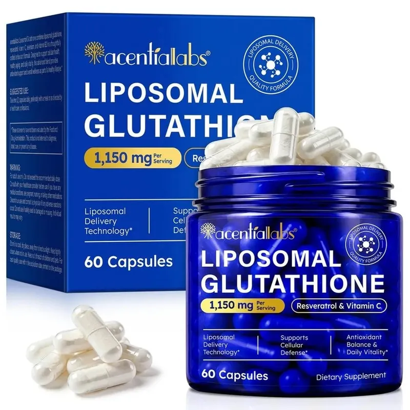 Cápsulas de glutatión liposomal con resveratrol y vitamina C para defensa antioxidante, soporte inmunológico y celular, 60 cápsulas