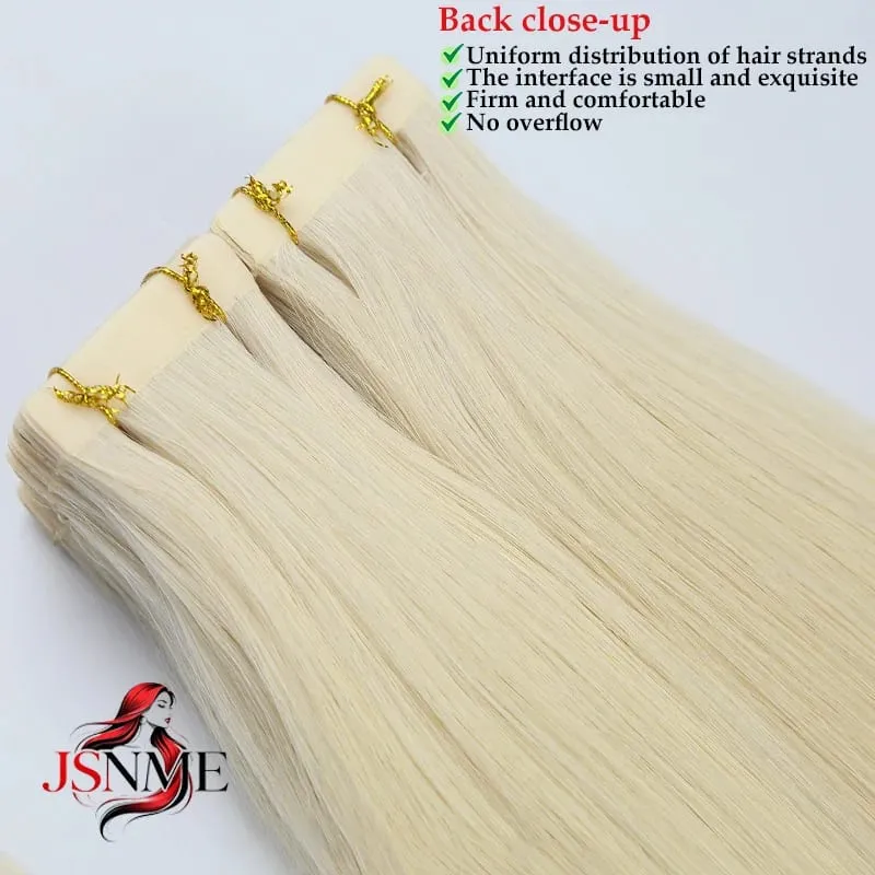 Tape In Human Hair Extensions 100% Really Hair Tape In Hair For Women Natural Brown Blonde Straight 613 For Salon — image 4