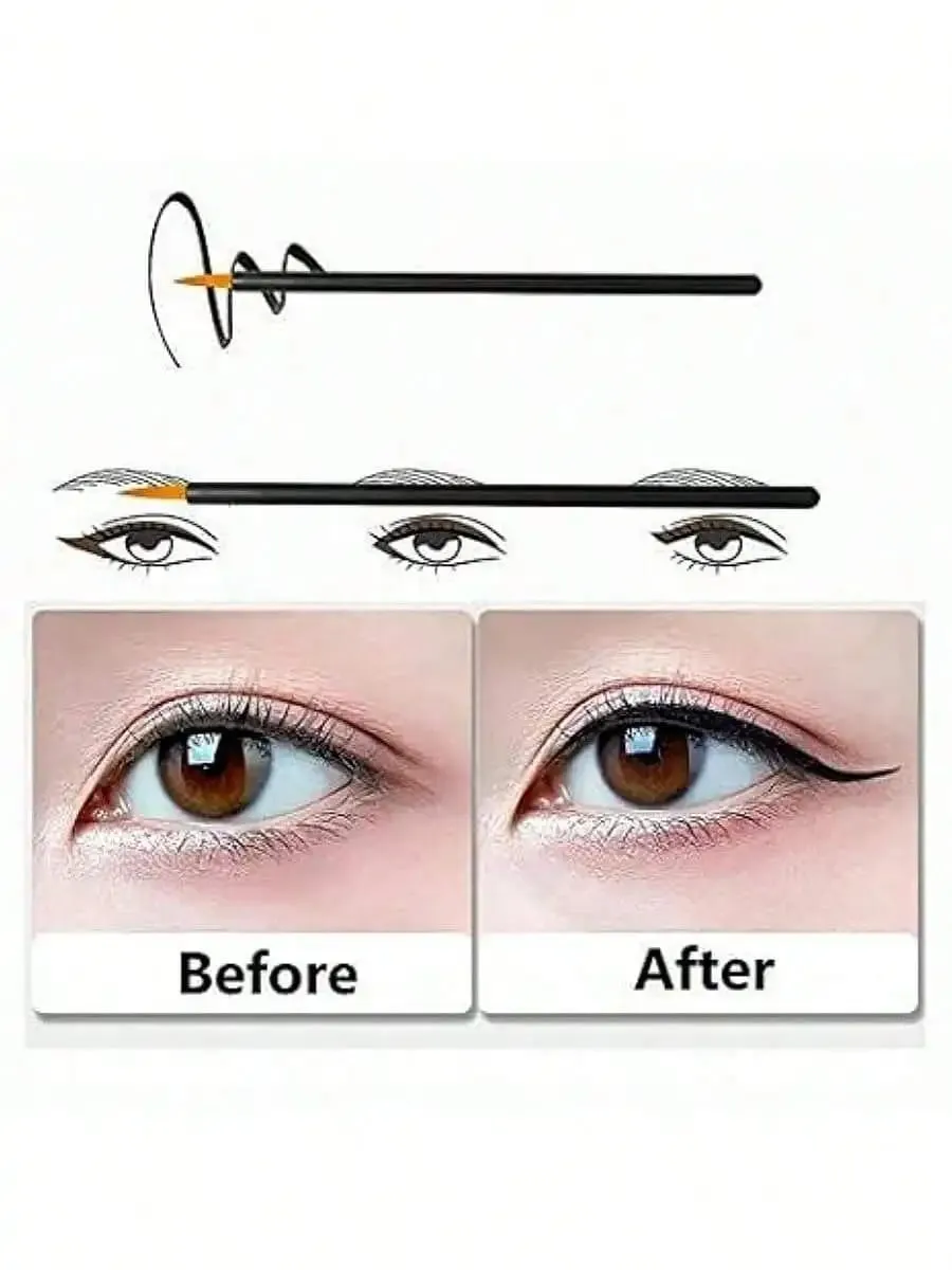 10Pcs/Set Disposable Eyeliner Brushes With Cap Fine Fiber Nail Art Pen Applicators Wand Professional Cosmetic Mini Makeup Tools — image 6