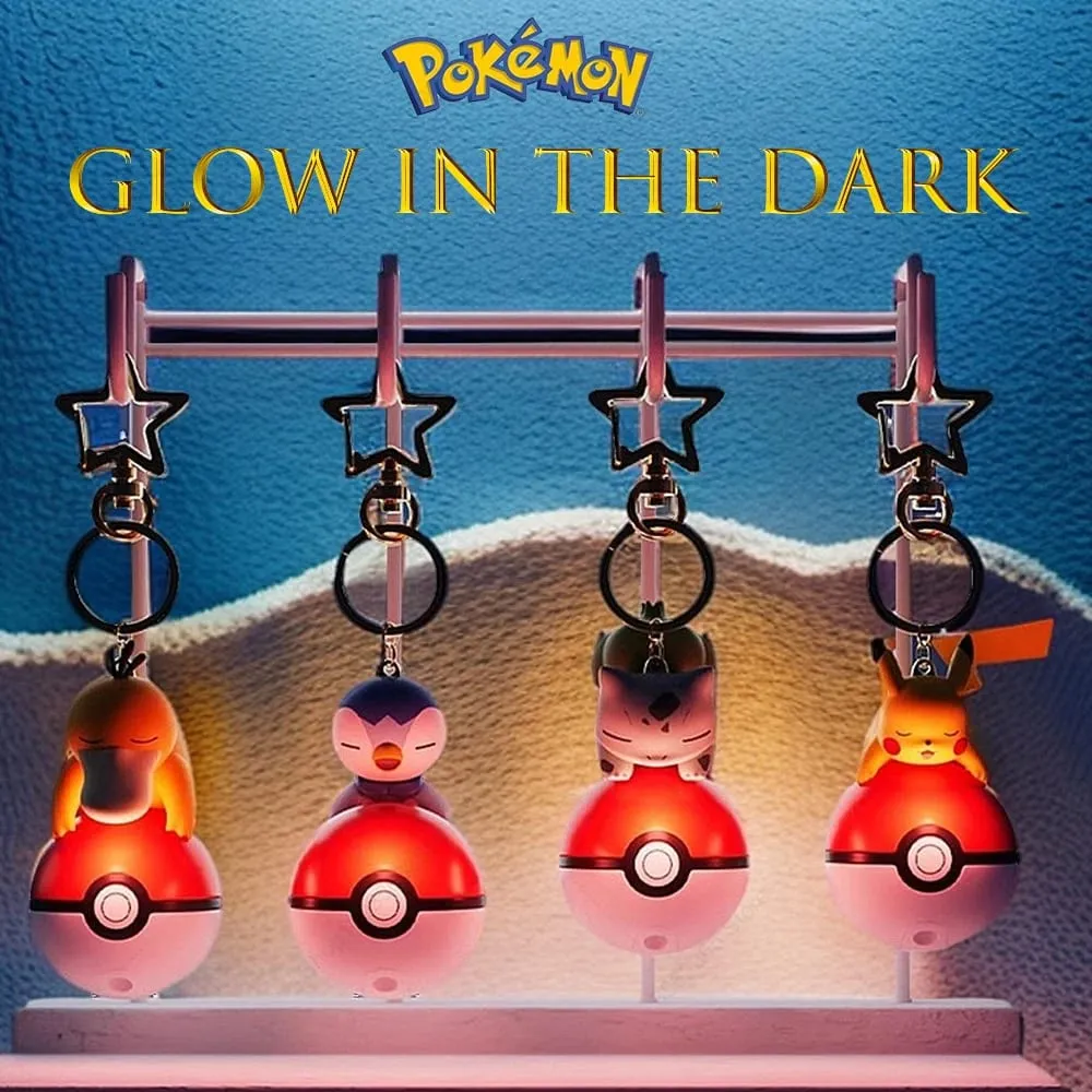 Pokémon Roztomilá zářící série Charm PokeBall Keychain Model Panenka Pikachu Piplup Bulbasaur Akční figurka Kreslená taška Příslušenství Dárek