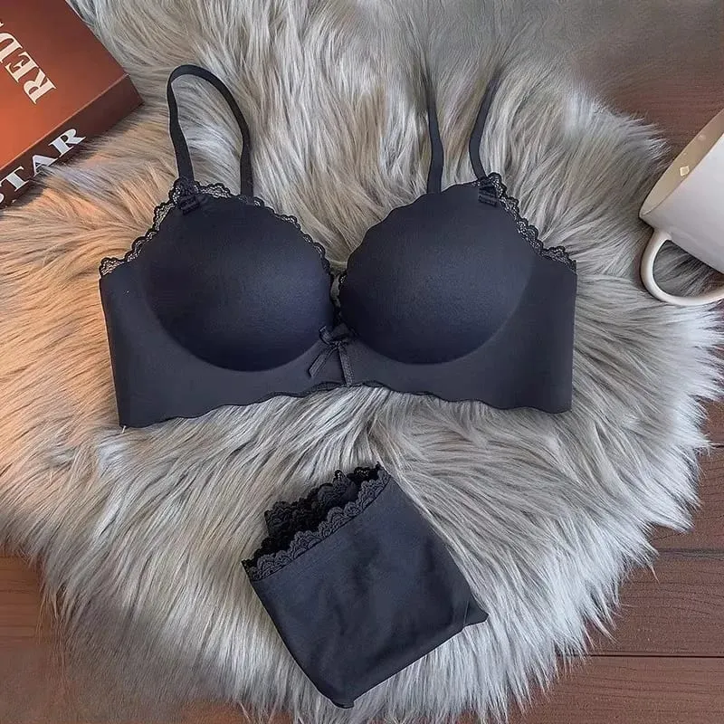 Hot Selling Ladies Push Up Bra Set Seamless Wireless Support Anti-Sagging Comfort Lingerie Set S-XLAB for Young Women Daily Use — image 4