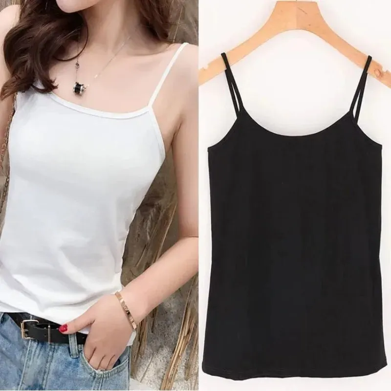 สีทึบแขนกุด Camisole เสื้อกั๊ก Casual Basic Slim Tank Top ทั้งหมดทุกวันผู้หญิงฤดูร้อนแฟชั่น Streetwear Tops ชุดชั้นใน
