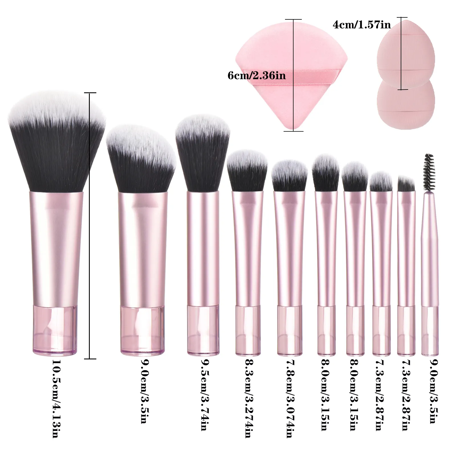 10 Pembe Mini Makyaj Fırçası Seyahat Taşınabilir Makyaj Aracı Makyaj Puf - Palmiye Fırçası Profesyonel Makyaj Aracı Seti — image 3