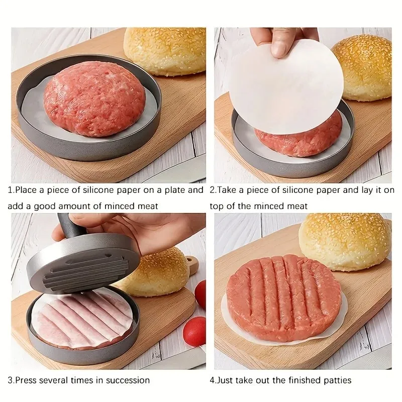 1PC Non-stick Burger Druk Patty Maker Metalen Hamburger Mal voor Rundvlees Kaas Veggie Burger Maken Geschikt voor BBQ Grill Koken — image 6