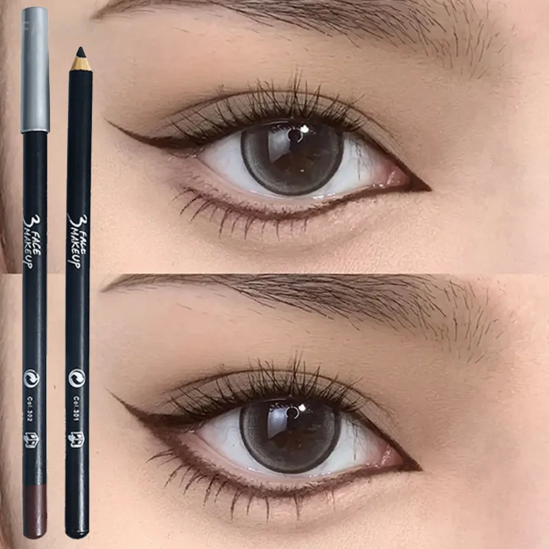 1/12pc à prova dwaterproof água preto marrom lápis de olho-prova de manchas de longa duração iniciante-amigável suave alta pigmentação punk maquiagem dos olhos — image 3