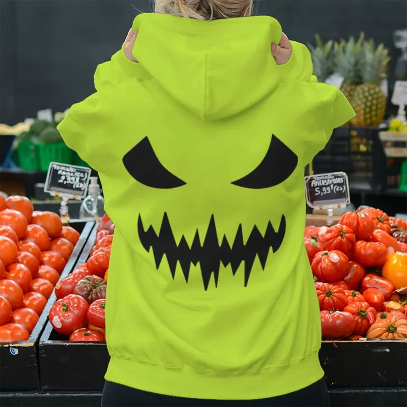2026 Fashion Horror Movie Face Men's Hoodie Casual Long Sleeve Halloween Streetwear Unisex Luminous Style Hoodies
