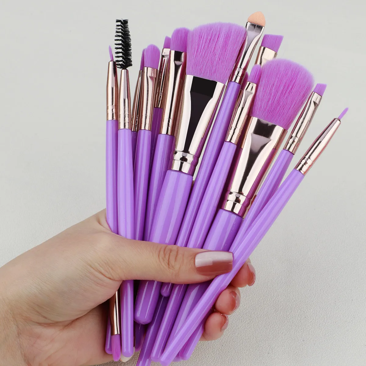 15pc Makeup Brushes Set Face Eyes Make Up Brush Eyelash Eyeshadow Eyebrow Eyeliner Foundation Powder Blush Highlight Lips Brush