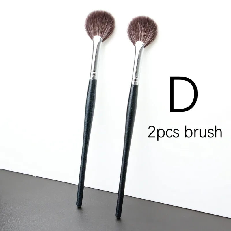 Fan surligneur brosse maquillage naturel chèvre cheveux poudre mélangeur maquillage brosses — image 8