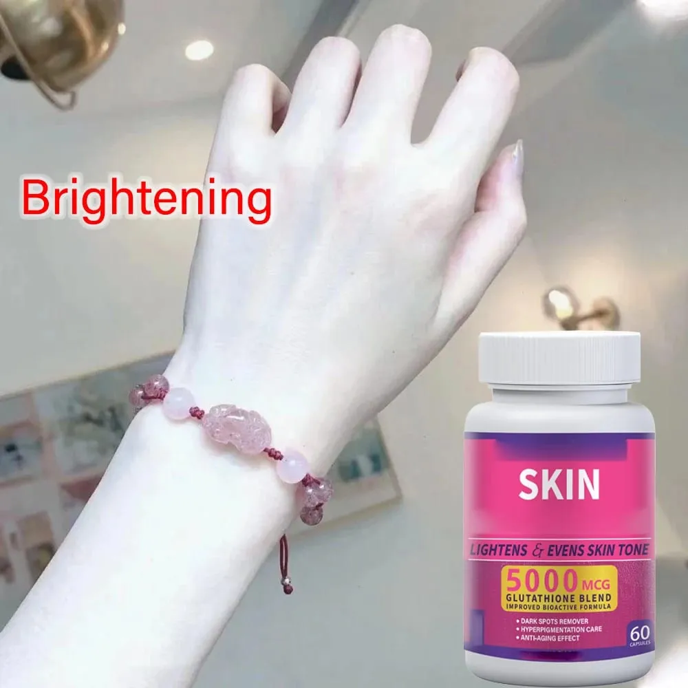 Skin Whitening Pill Skin Lightening Pills - 5000mcg Glutathione Supplement Dark Spots Melasma & Acne Scar Remover 60 Capsules — image 1