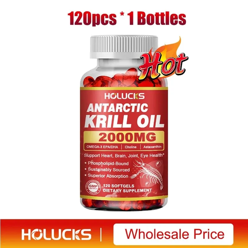 Antarctic Krill Oil Capsules 2000 mg Supplement with Astaxanthin Omega-3 EPA DHA Support Brain Joint Skin Heart Health — image 8