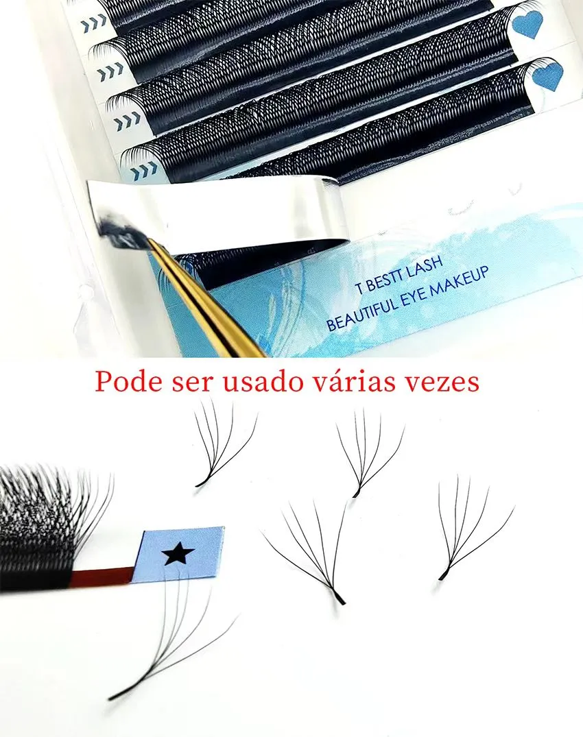 Tbestt 5D-W Shaped Eyelash Extension Premade Volume Fans Clover W Style Lashes False Mink Soft Easy Faning Eyelash — image 4