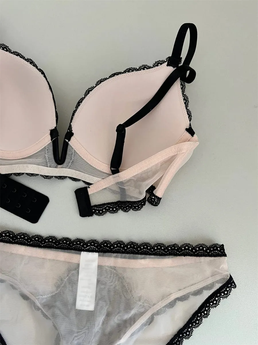Niche sexy deep v bra gathering anti-sagging cover vice breast corner underwear sets sexy embroidery lace underwire lingerie — image 6