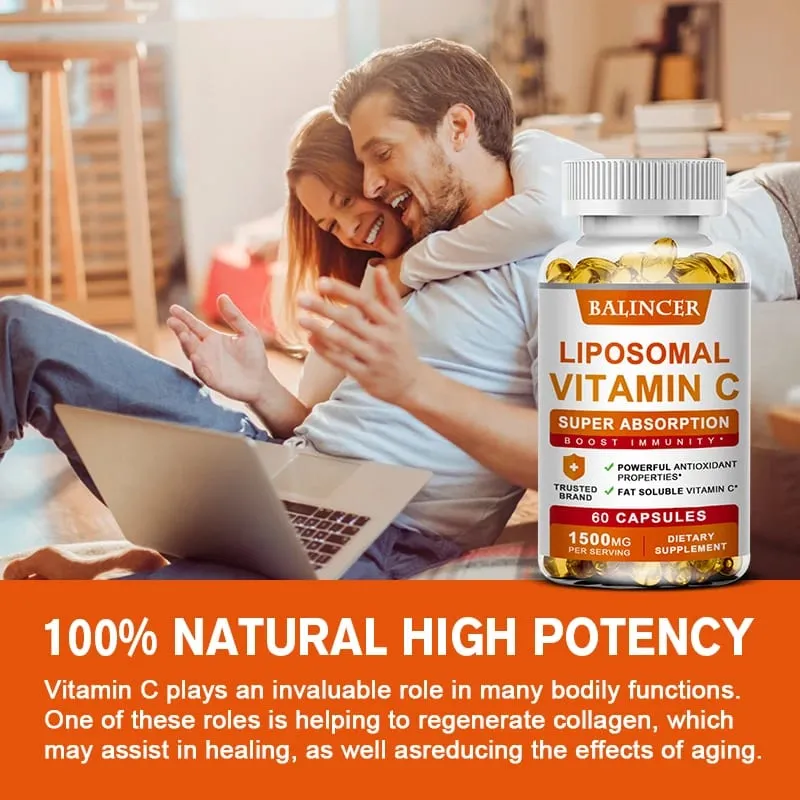 Liposomaal vitamine C-supplement - Gemakkelijk opneembare vetoplosbare vitamine C Antioxidant Ondersteuning van het immuunsysteem Bevordert de gezondheid van de huid