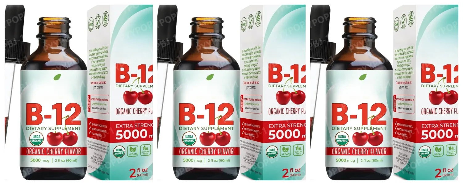 Methylcobalamin B12 Drops 5000mcg Vitamin B12 Liquid Sublingual Supplement Cherry Flavor Vegan Sugar Free Daily Nutrition 60ml — image 8