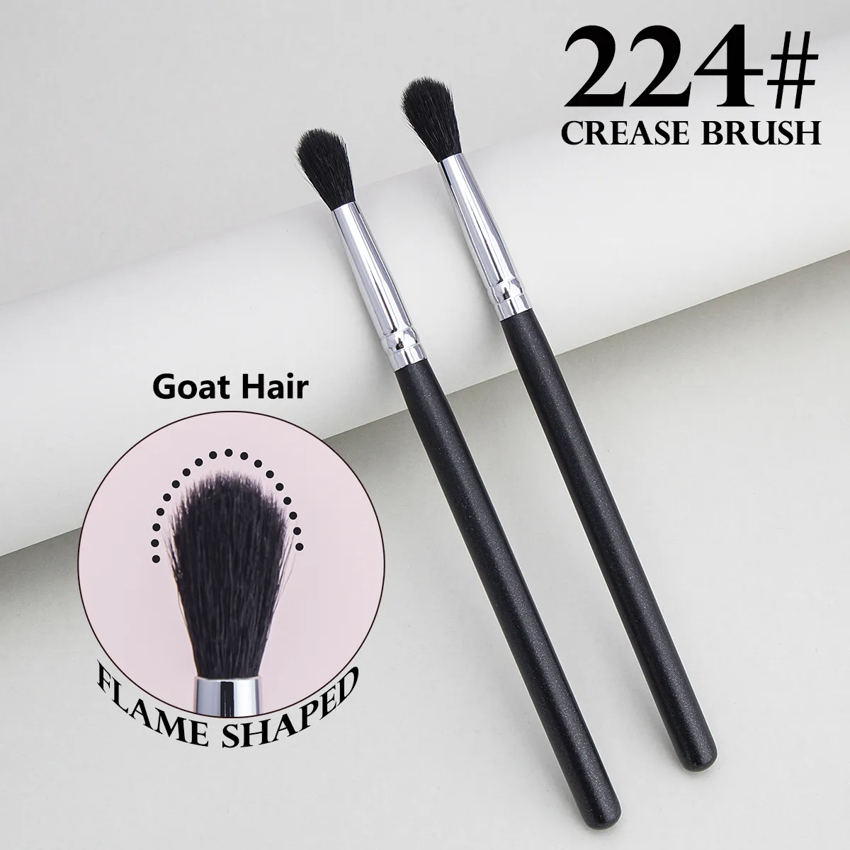 224 Crease Brush Øjenskygge Crease Blending Makeup Børster Højkvalitets Flamme Shape Gedehår Øjenskygge Crease Makeup Tool