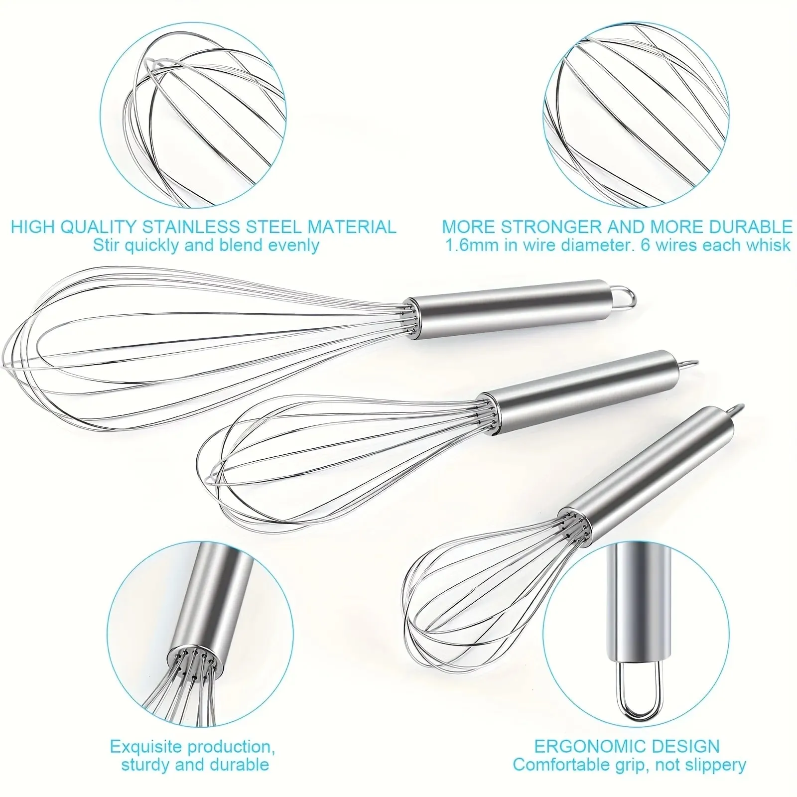 1Pc Stainless Steel Manual Whisk Modern Simple Baking Utensil Durable Rust Resistant Easy To Whip Eggs Cream Batter Easy Clean For Home Kitchen Baking For Baking Enthusiasts Homemade Cake Dessert Cooking Stirring Gadget