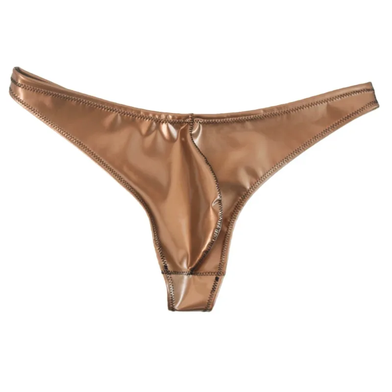 Sexy Men Plus Size Latex PVC Shiny Hot Short Convex U Pouch G-string Fashion Underwear Tights Lingeries PU Stage Briefs