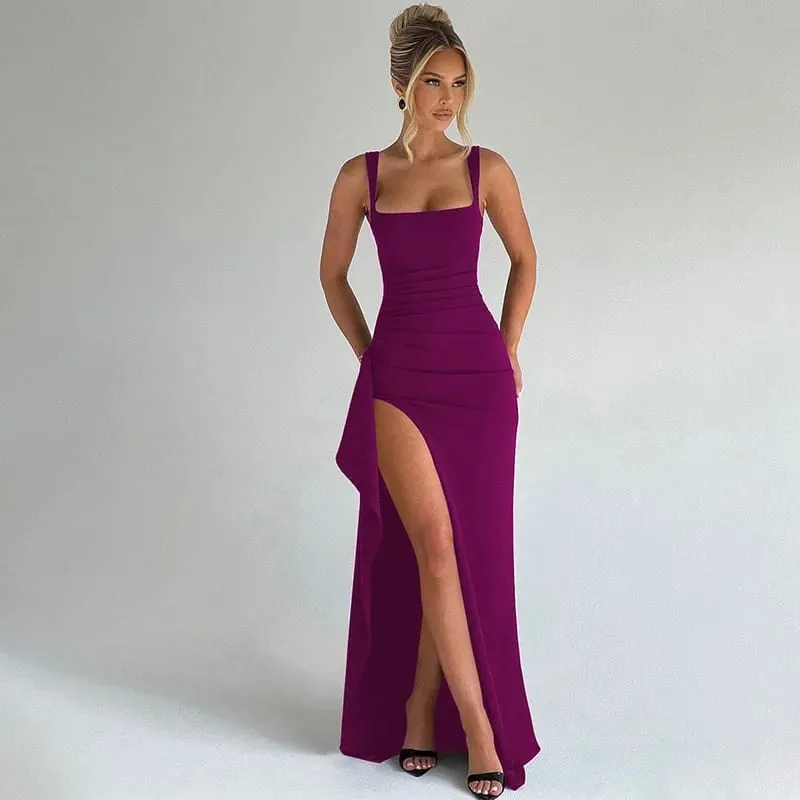Sexy Solid Geplooide Strapless Jurk Lady Chic Off-shoulder Backless Hoge Taille Split Jurken Vrouwen 2026 Nieuwe Avond Party Gown — image 18