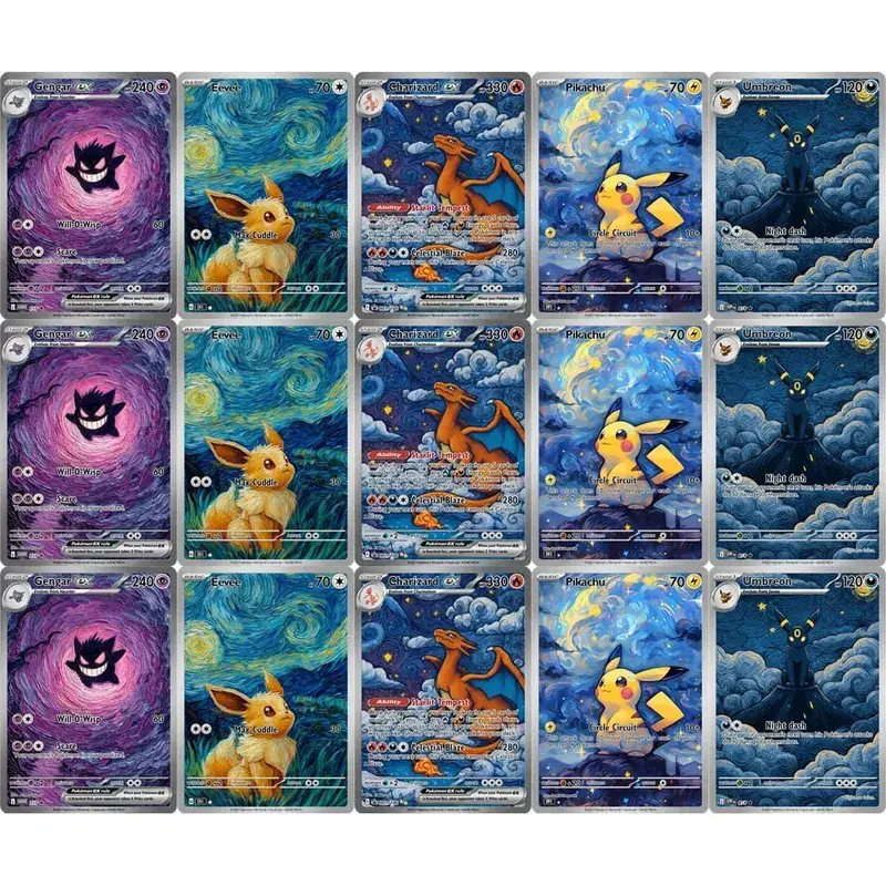 Collection Cards Eevee Gengar Umbreon DIY PTCG Game Cards Shining Creativity Rare Holographic Cards Gift
