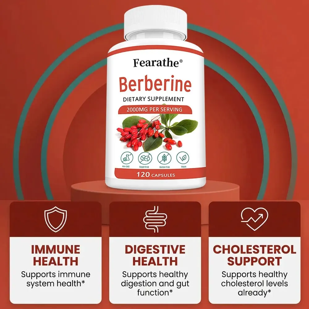 Berberine HCl 2000mg Capsules Supports Cardiovascular Health Digestion Immune Function Energy Antioxidant & Anti-Aging — image 5